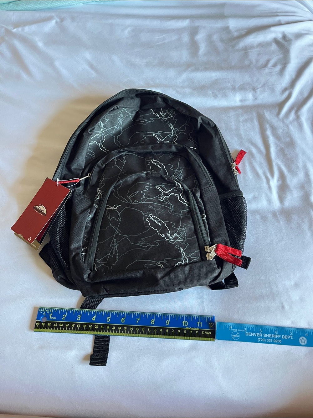 Trailmaker Backpack Black Red Camo Multi-Pocket 600D Padded School Book Bag New - Picture 10 of 16